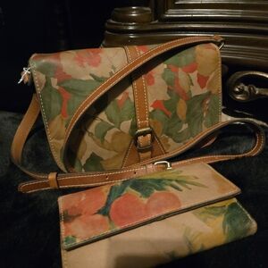 Patricia Nash Multicolor Floral Crossbody Bag and Wallet